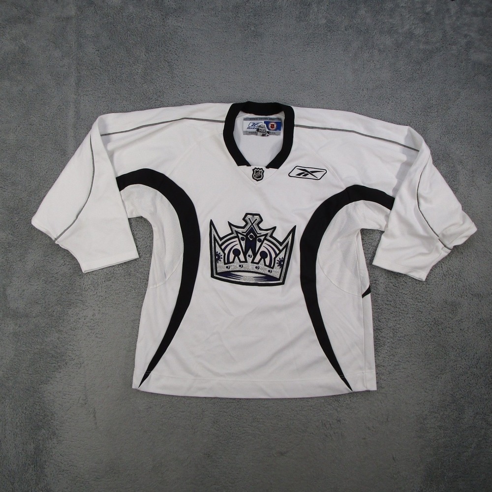 Reebok CCM LA Kings NHL Hockey Jersey Mens Large White Black Crown Logo Vintage